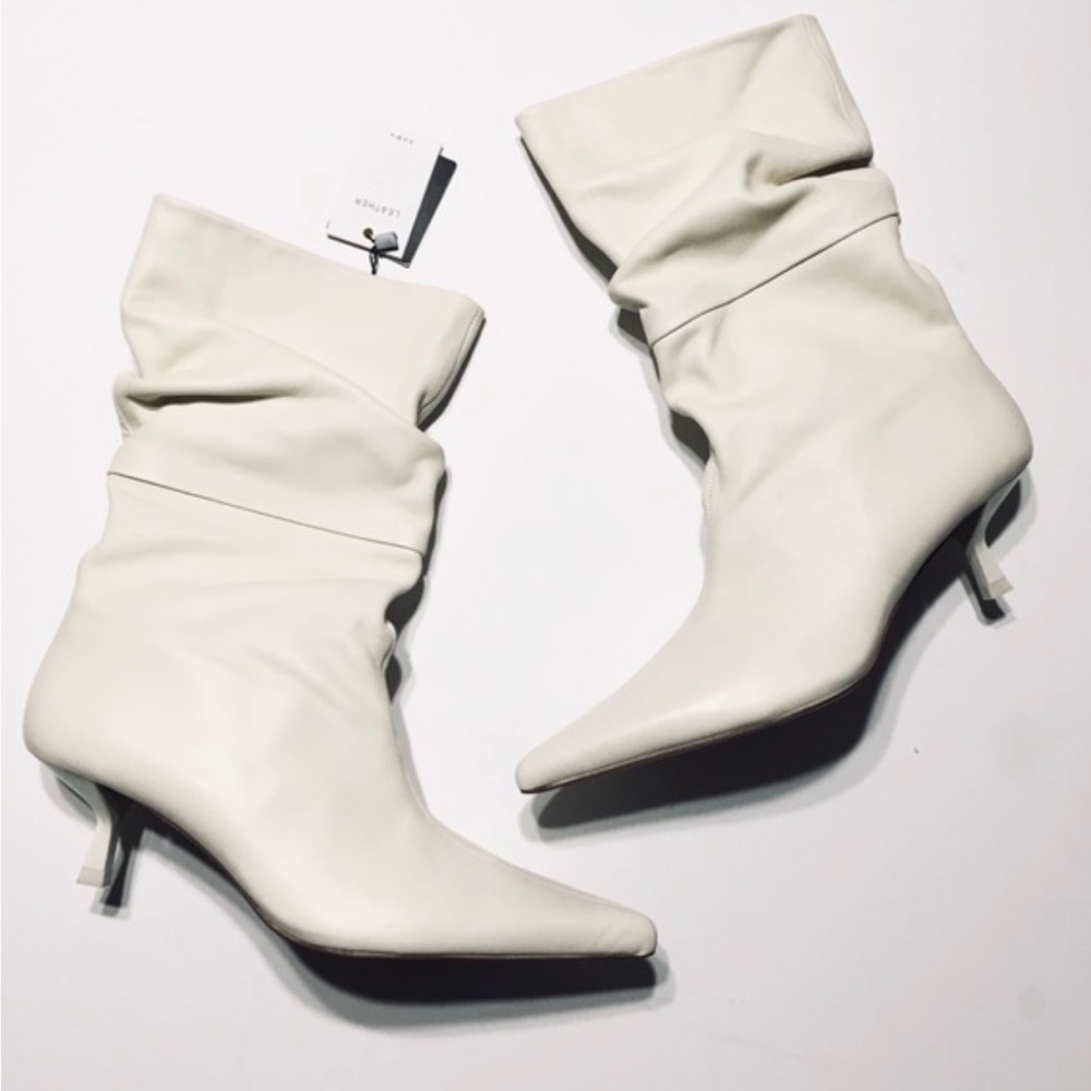 Zara Kitten heel leather boots 9 40
